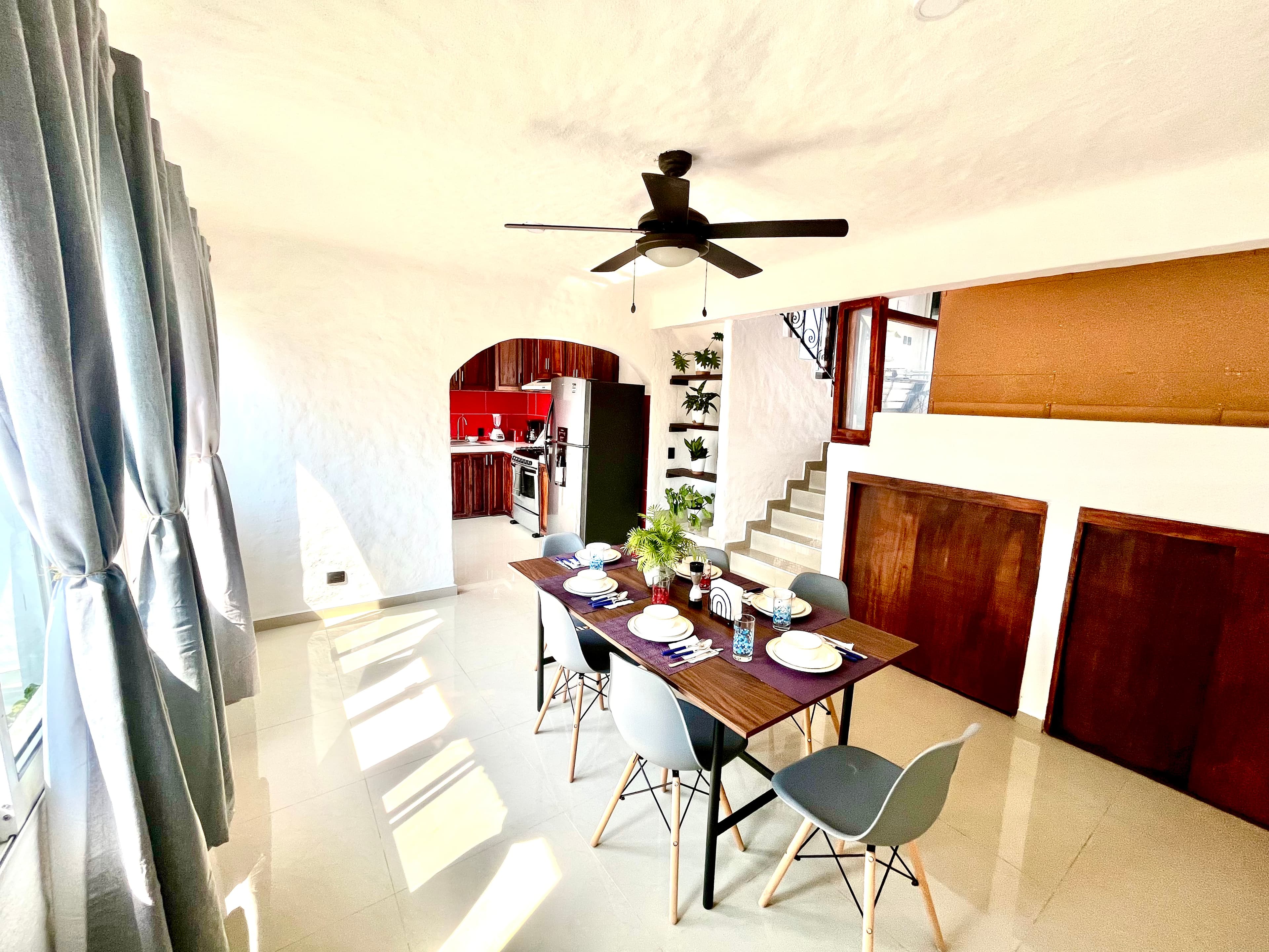 Dining area and interior distribution at Mangos